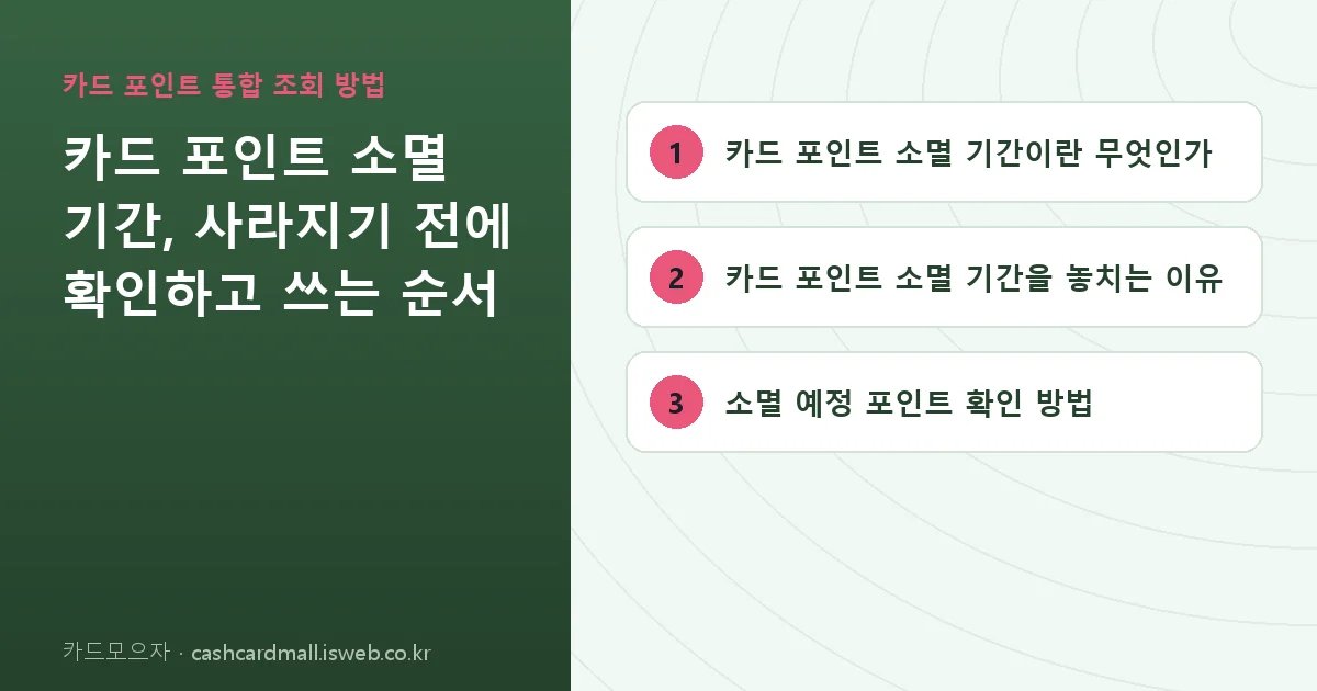 카드 포인트 소멸 기간 핵심 내용 요약