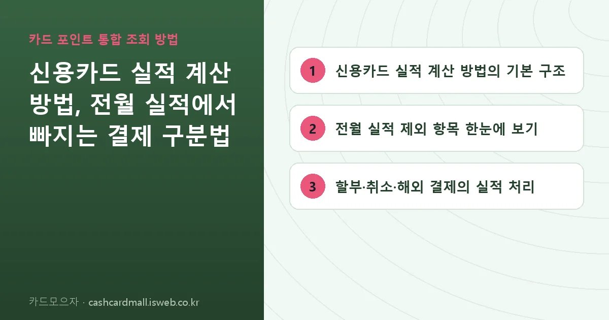 신용카드 실적 계산 방법 핵심 내용 요약